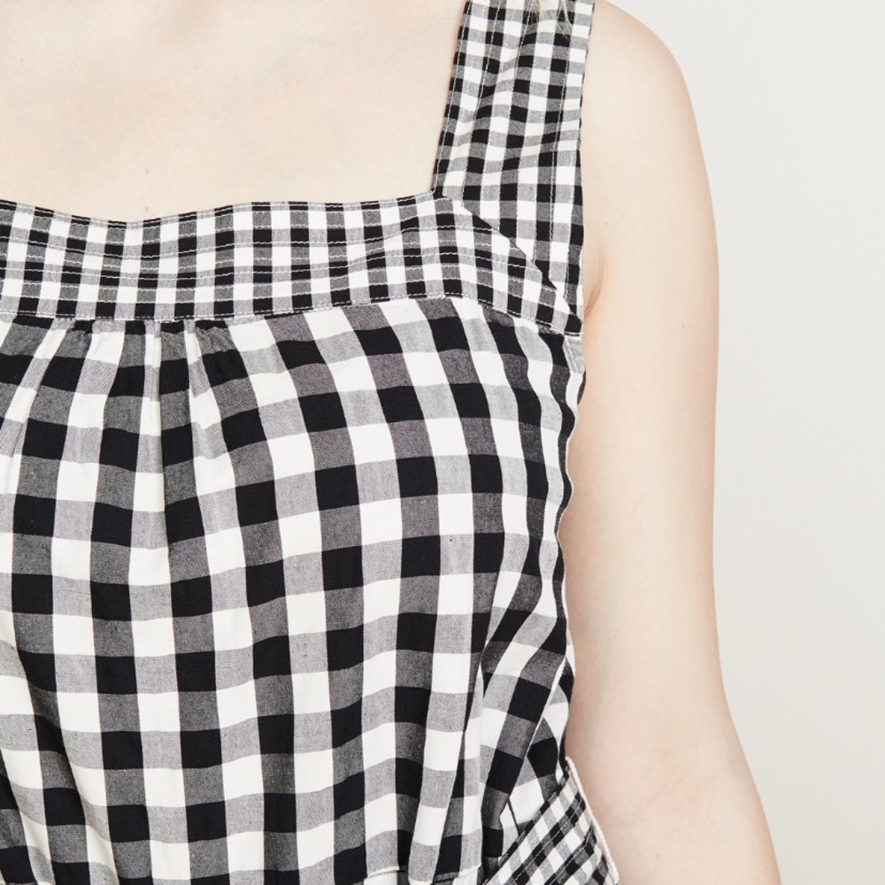 Madewell Black & White Gingham Tie-Waist Jumpsuit - Picture 3 of 9